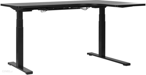 Beliani Biurko Narożne Prawe Regulowane Elektrycznie 160 X 110 Cm Czarne Destin II