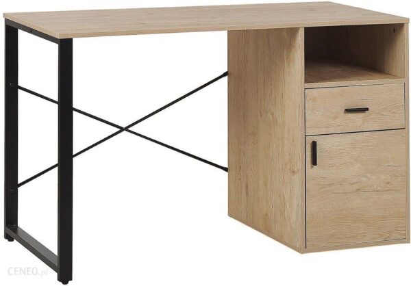Biurko 120 x 60 cm jasne drewno z czarnym HINTON