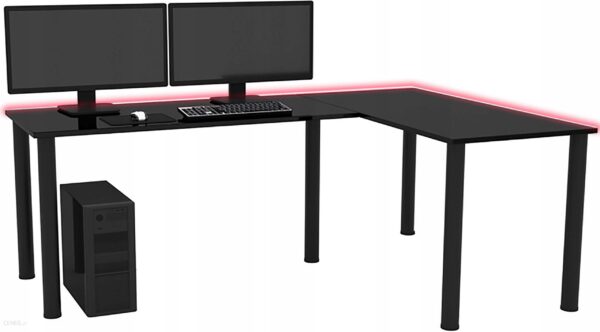 Biurko Gamingowe Narożne Rgb Czarne Prawe