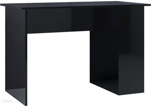 Biurko Na Wysoki Połysk Czarne 110X60X73 Cm Płyta Wiórowa