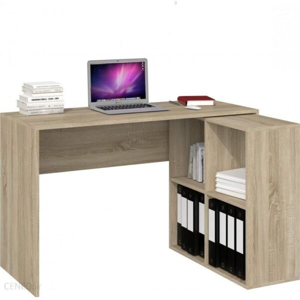 Biurko Narożne Komputerowe Na Laptopa Plus Regał Malax 2X2 Biel Dąb Sonoma Artisan Sonoma