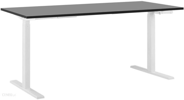 Biurko regulowane manualnie 160 x 72 cm czarno-białe UPLIFT II