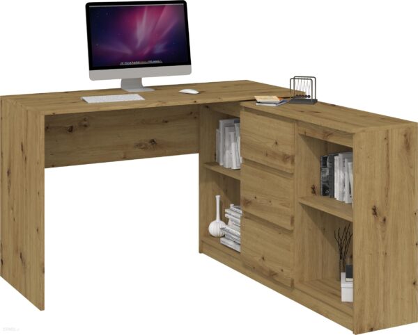 Biurko Topeshop Narożne Biurko Plus Komoda 2D3S Dąb Artisan