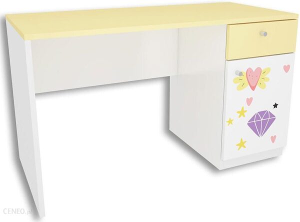 Elior Biało-Żółte Biurko Dla Dziewczynki Lili 2x3 Lawenda