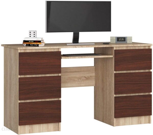 Elior Biurko Z Szufladami Do Gabinetu Dąb Sonoma + Wenge Abetti 2X