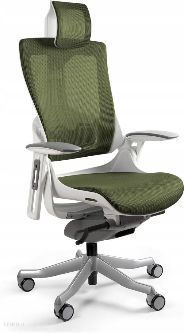 Ergonomiczny Fotel Wau 2 Biały Siatka Olive Nw46