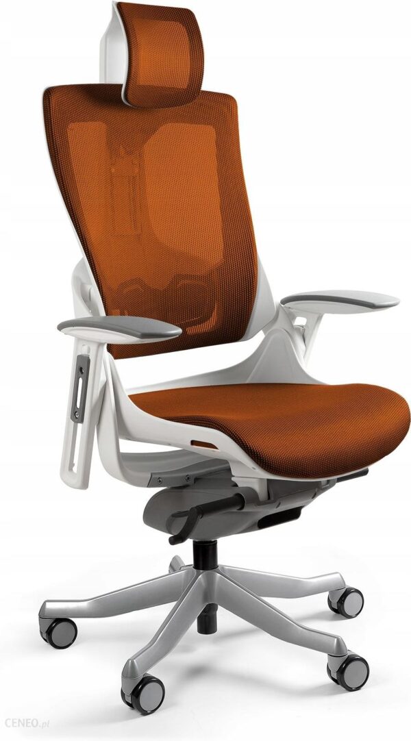 Ergonomiczny Fotel Wau2 Biały Siatka Mandarin Nw45