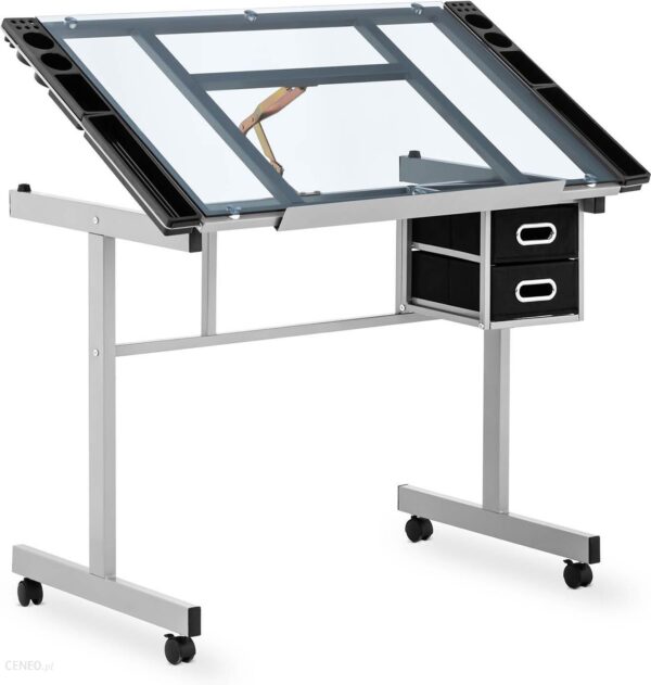 Fromm & Starck Biurko Kreślarskie Szklany Blat 104X60Cm Kółka Star Desk 10