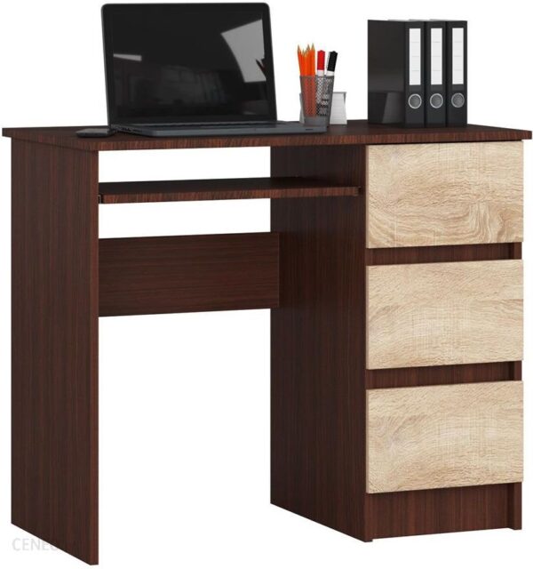 Klasyczne Biurko Z Półką I Szufladami Miren 4X Wenge + Dąb Sonoma