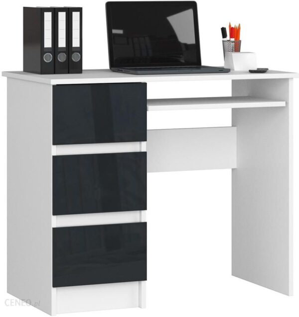 Nowoczesne Biurko Do Gabinetu Miren 5X Białe + Grafit Połysk