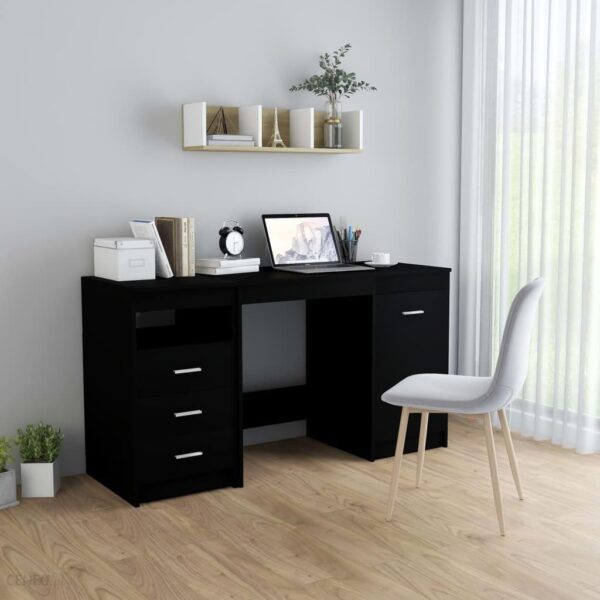 Vidaxl Biurko Czarne 140X50X76 Cm Płyta Wiórowa