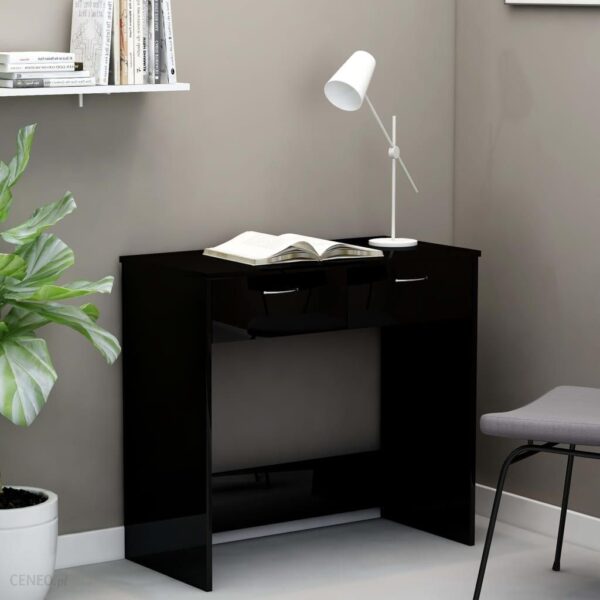 Vidaxl Biurko Czarne Na Wysoki Połysk 80X40X75 Cm Płyta Wiórowa