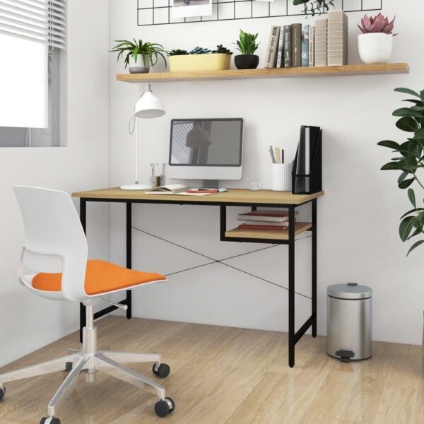 Vidaxl Biurko Komputerowe Czerń I Jasny Dąb 105X55X72Cm Mdf Metal (20545)