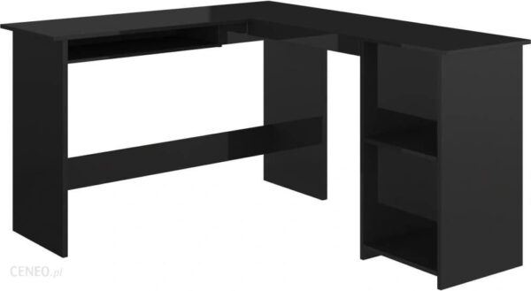 Vidaxl Biurko Narożne Wysoki Połysk Czarne 120X140X75