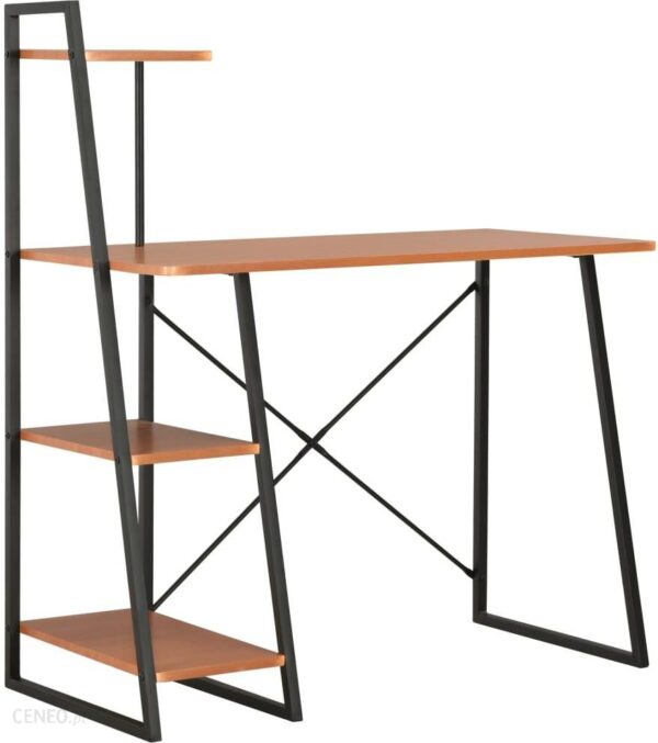 Vidaxl Biurko Z Regałem Czarno-Brązowe 102x50x117 Cm