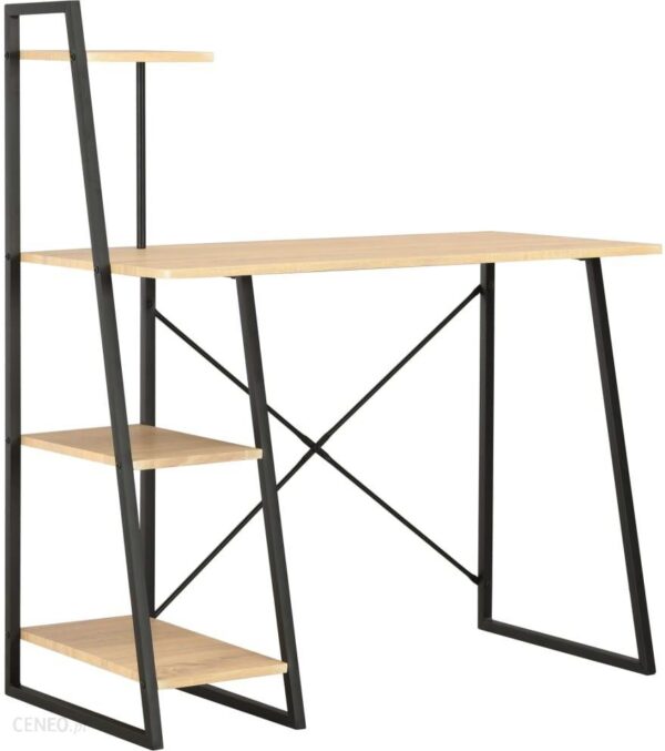 Vidaxl Biurko Z Regałem Czarno-Dębowe 102x50x117 Cm