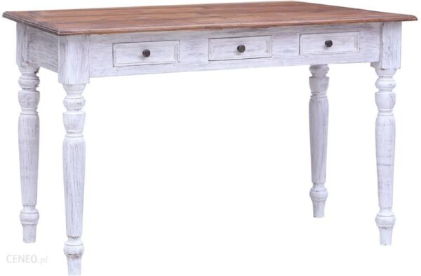 Vidaxl Biurko Z Szufladami Białe 117X57X75 Cm Lite Drewno Z Odzysku