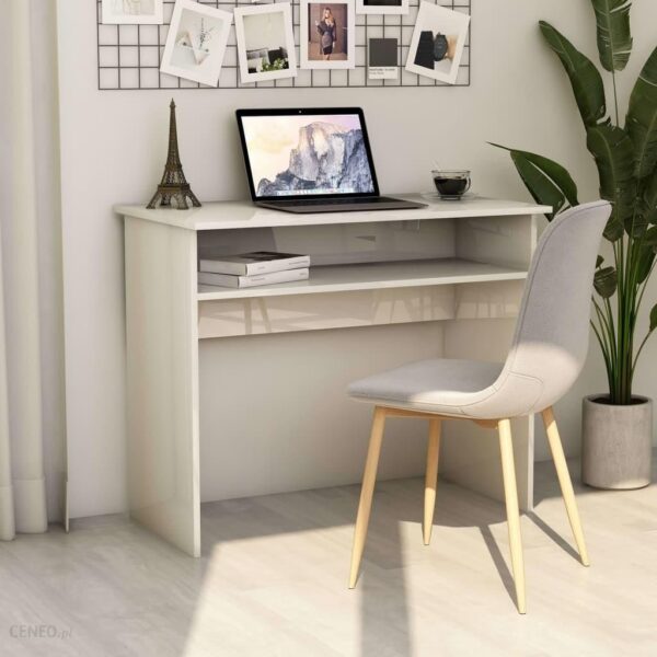 Vidaxl Lumarko Biurko Wysoki Połysk Białe 90X50X74 Cm Płyta Wiórowa