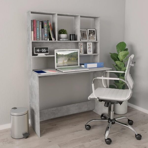 Vidaxl Lumarko Biurko Z Półkami Betonowa Szarość 110X45X157cm